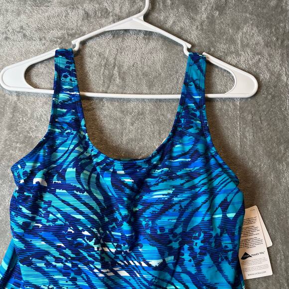 L.L. Bean Sz 6 Sun-blocking Scoop Neck Tankini Top Blue Women's New - Picture 9 of 9